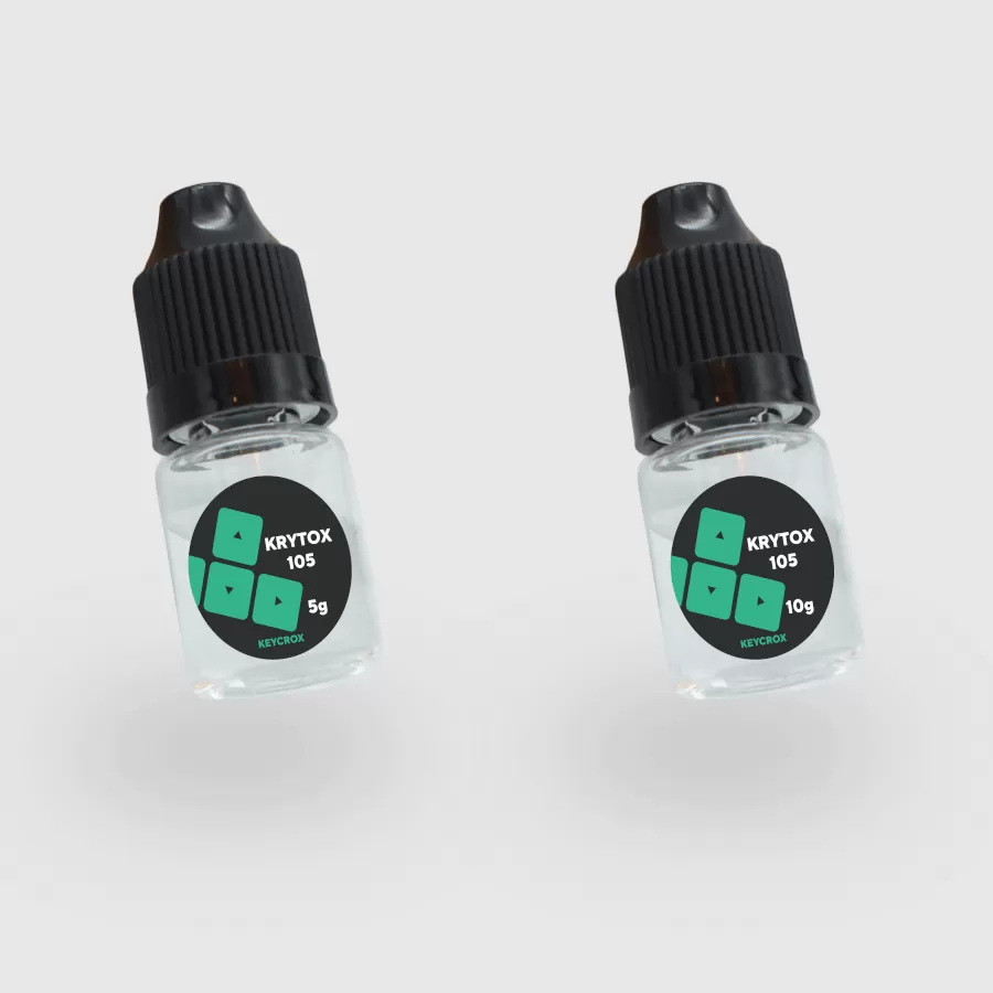 Minified version of the Small vials of Krytox 105 lubricant sold either in 5g or 10g quantities