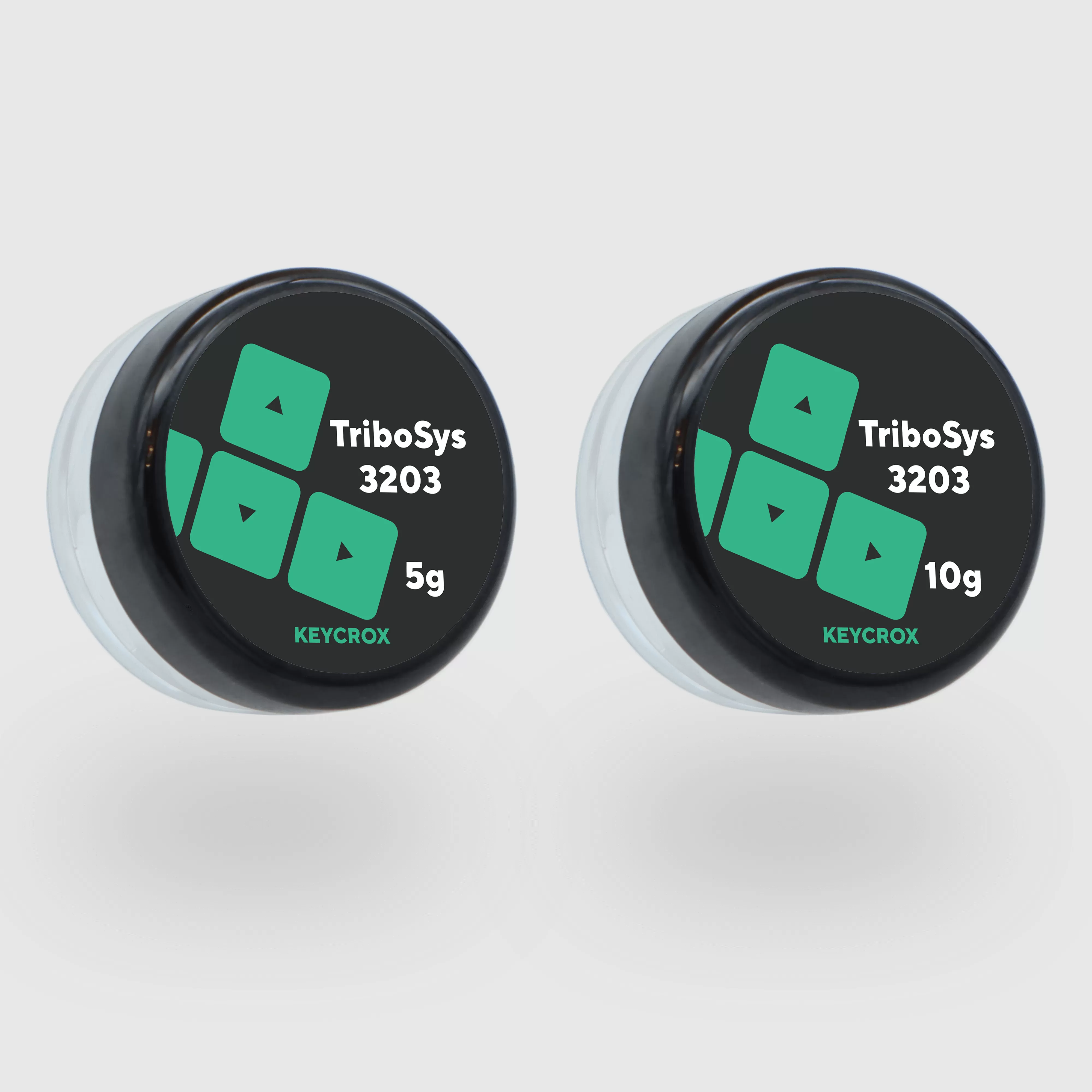 Small capsules of Tribosys 3203 lubricant sold either in 5g or 10g quantities