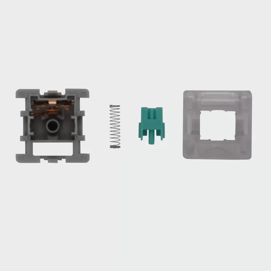 The inside of an MMK Frog linear mechanical keyboard switch