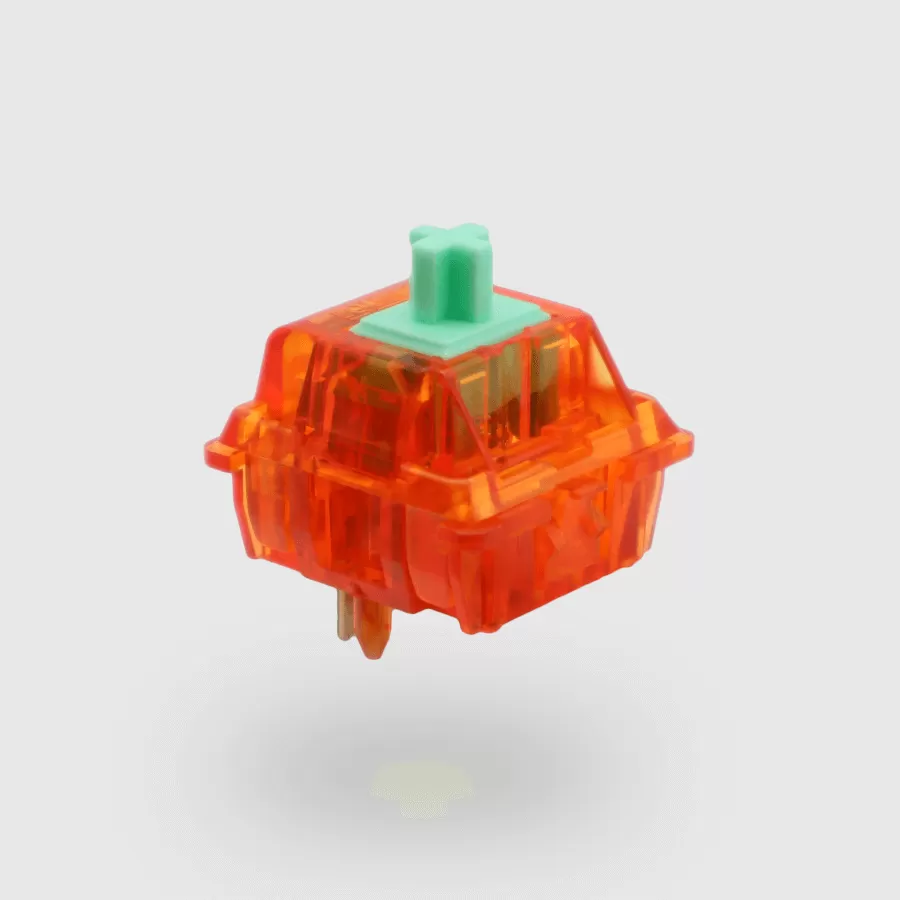 Minified version of the mechanical keyboard switch called C³Equalz tangerine 62g 