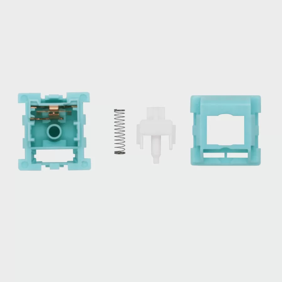The inside of a ktt mint linear mechanical keyboard switch